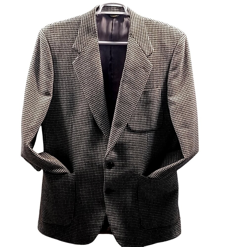 VTG Linett LMT Wool Blazer Dark Academia Poetcore Houndstooth Jacket Mens SZ 44